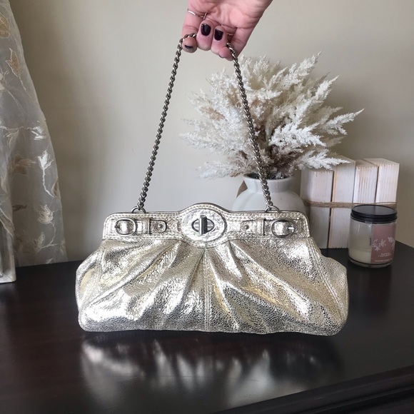Coach Handbags - Coach Legacy Turnlock Metallic Leather Handbag Clutch 2009 14210
